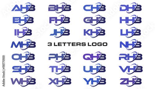 3 letters modern swoosh logo AHB, BHB, CHB, DHB, EHB, FHB, GHB, HHB, IHB, JHB, KHB, LHB, MHB, NHB, OHB, PHB, QHB, RHB, SHB, THB, UHB, VHB, WHB, XHB, YHB, ZHB