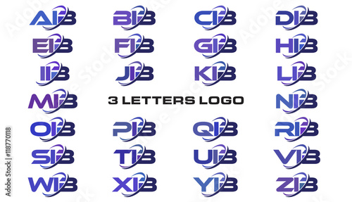 3 letters modern swoosh logo AIB, BIB, CIB, DIB, EIB, FIB, GIB, HIB, IIB, JIB, KIB, LIB, MIB, NIB, OIB, PIB, QIB, RIB, SIB, TIB, UIB, VIB, WIB, XIB, YIB, ZIB