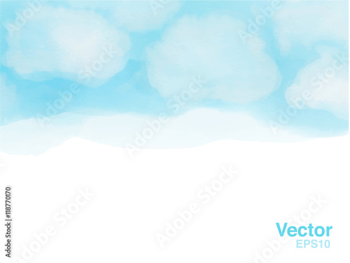 Vector of Blue sky with cloud watercolour paint style ,copy spac