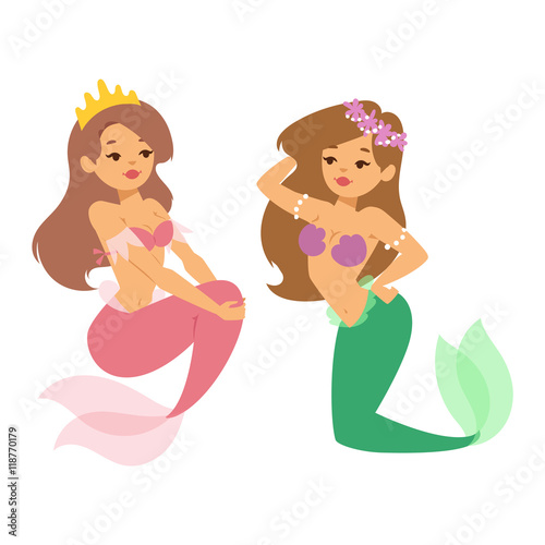 Mermaid nixie character vector illustration