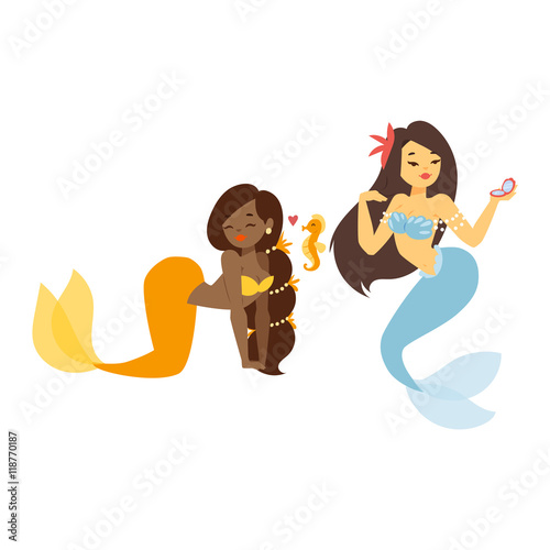 Mermaid nixie character vector illustration