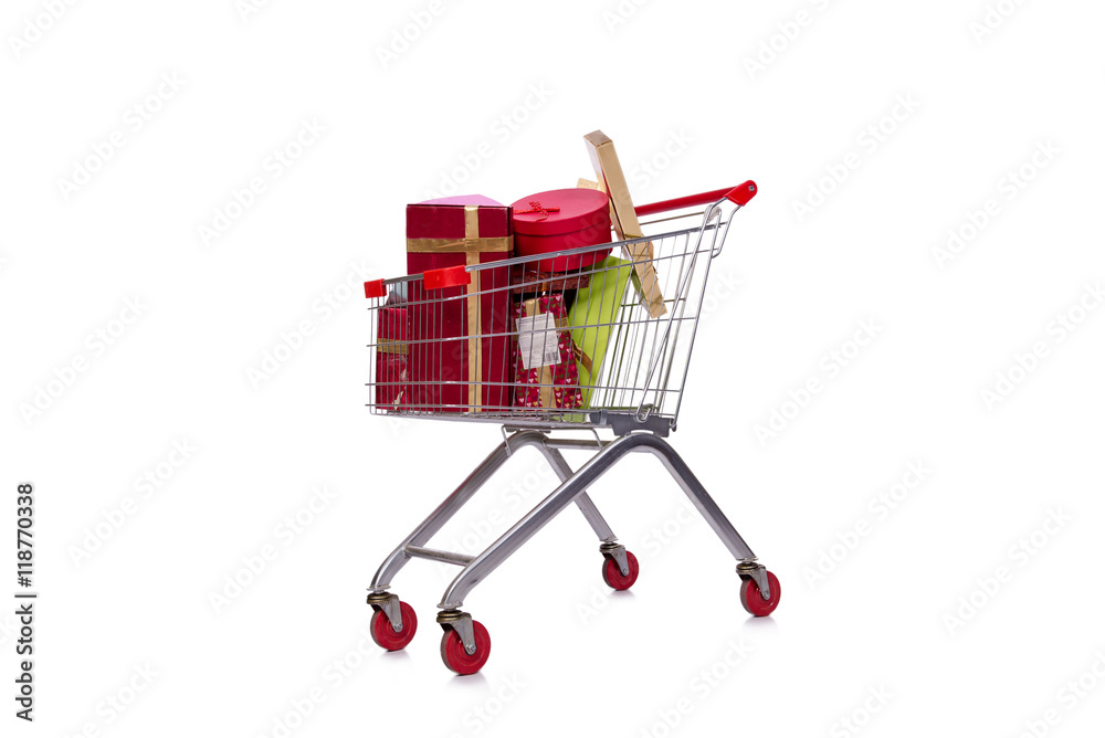 Shopping cart trolley isolated on the white background Shopping cart trolley isolated on the white background