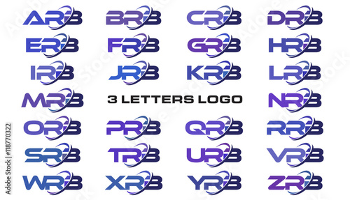 3 letters modern swoosh logo ARB, BRB, CRB, DRB, ERB, FRB, GRB, HRB, IRB, JRB, KRB, LRB, MRB, NRB, ORB, PRB, QRB, RRB, SRB, TRB, URB, VRB, WRB, XRB, YRB, ZRB photo