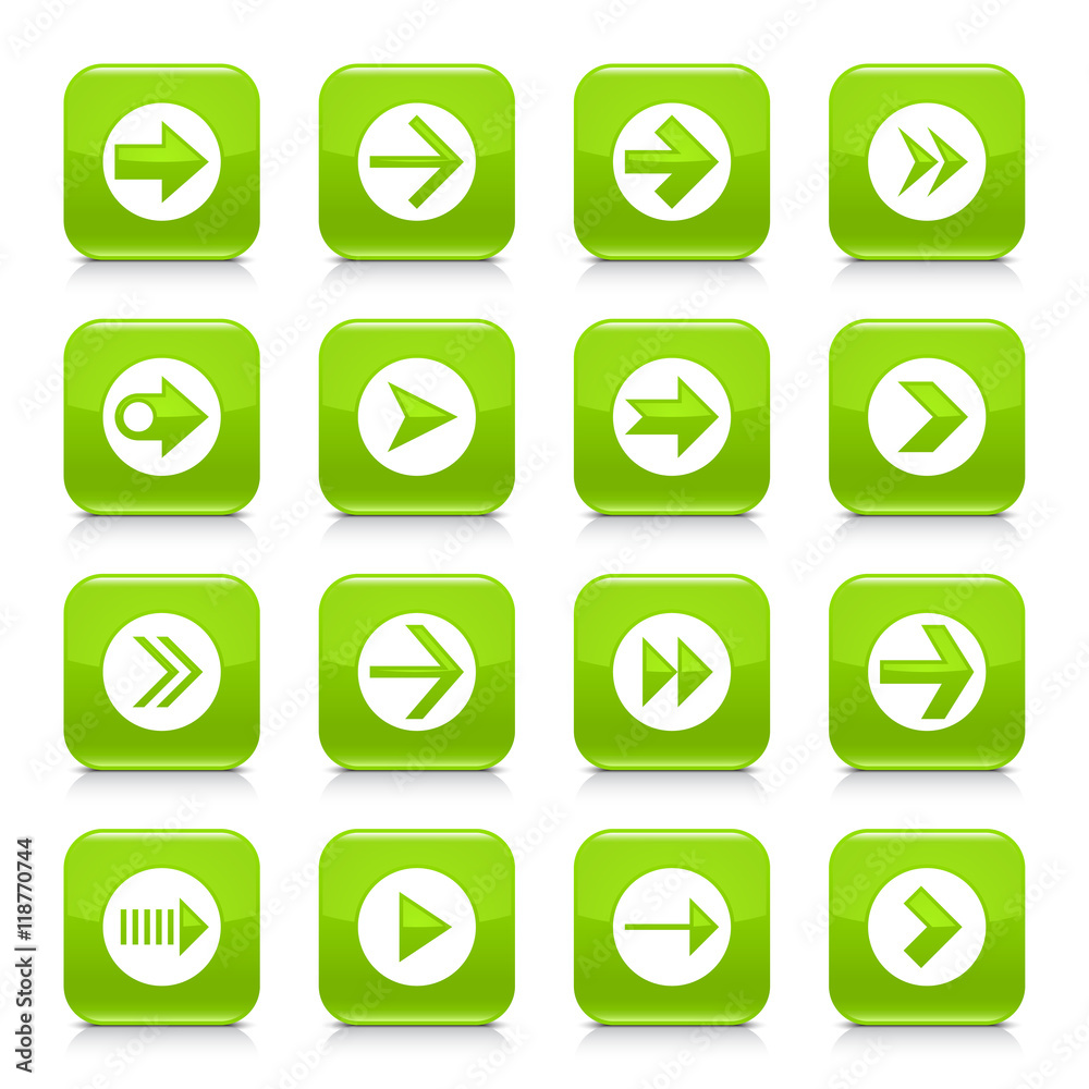 Green arrow sign rounded square icon web button