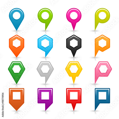 Flat set map pin icon