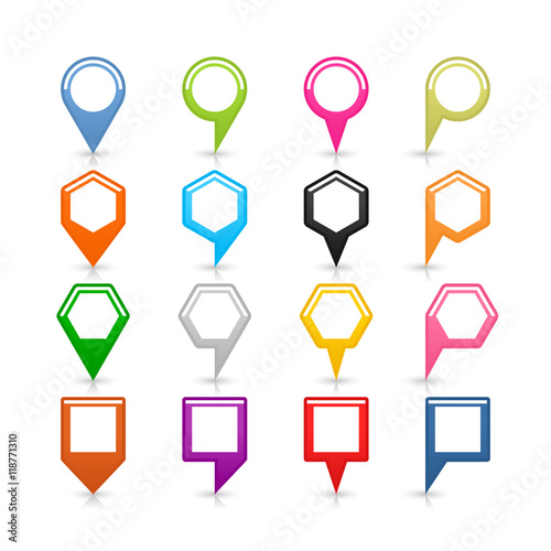 Flat map pin sign location icon on white