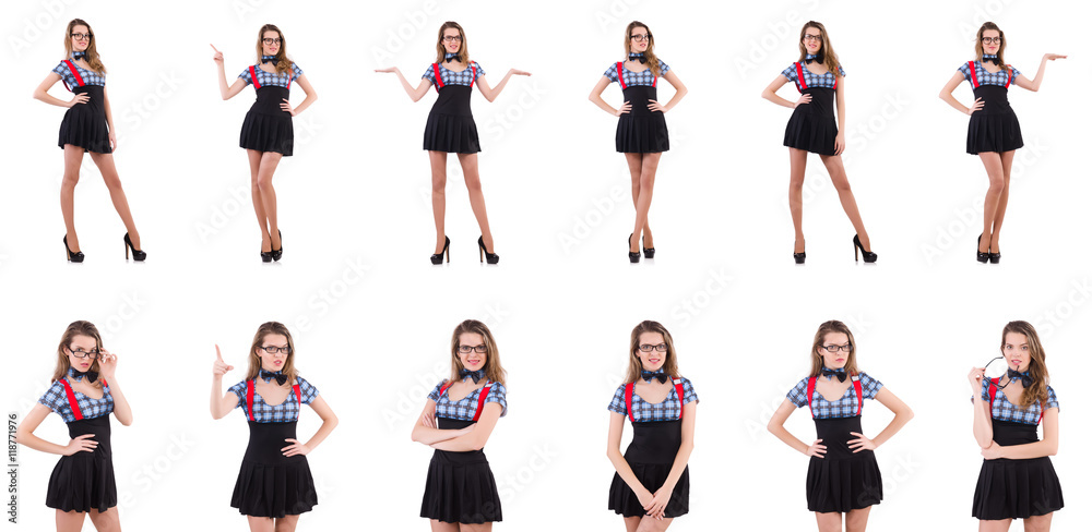 Schoolgirl isolated on the white Schoolgirl isolated on the white