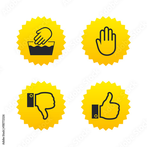 Cuadro en lienzo Hand icons. Like and dislike thumb up symbols.