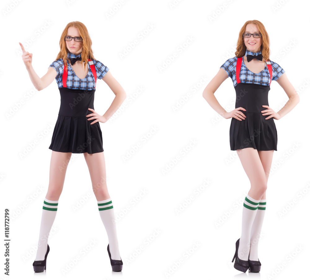 Schoolgirl isolated on the white Schoolgirl isolated on the white