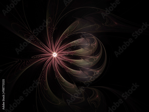 Abstract red flower on black background