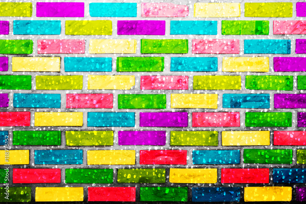 Fototapeta premium Rainbow colourful brick wall
