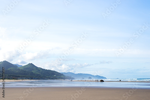 mystical mountains, long beaches and open sky surrounding Cannon Beach, Oregon, USA. tranquil scenery, landscape