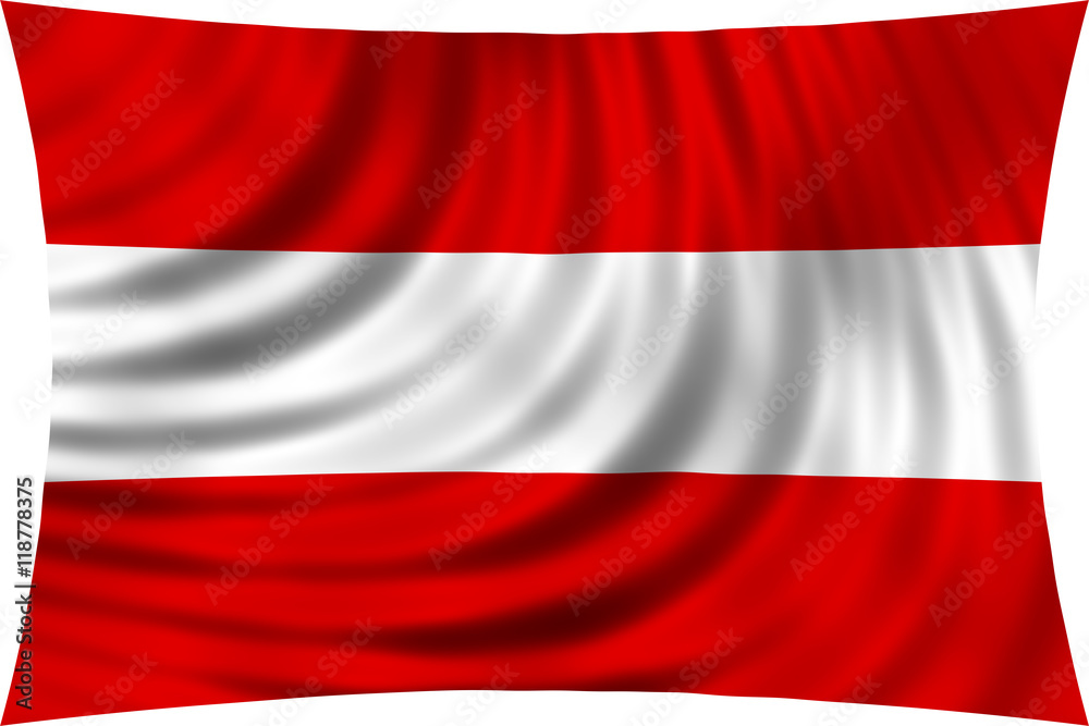 Flag of Austria waving in wind isolated on white Flag of Austria waving in wind isolated on white