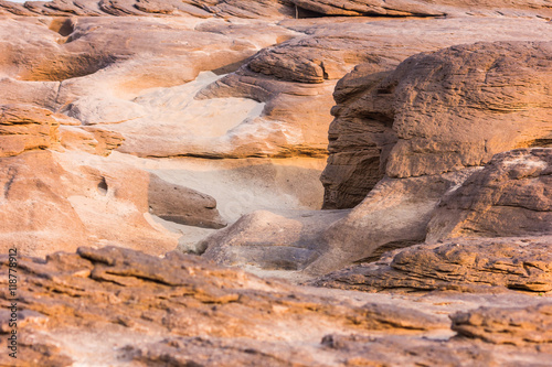 Sam-Pan-Bok Grand Canyon, Amazing of rock in Mekong river ,Ubonratchathani Thailand drought land and beautiful place in thailand. famous place and recommend to visit. craters in space in imagination