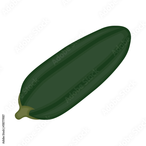 Abstract  green cartoon zucchini vegetable with a stalk. .