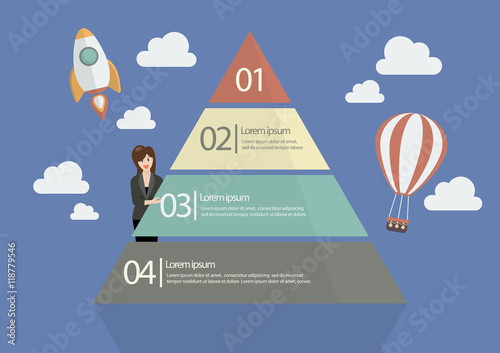 Business woman presenting the Pyramid Chart Infographic