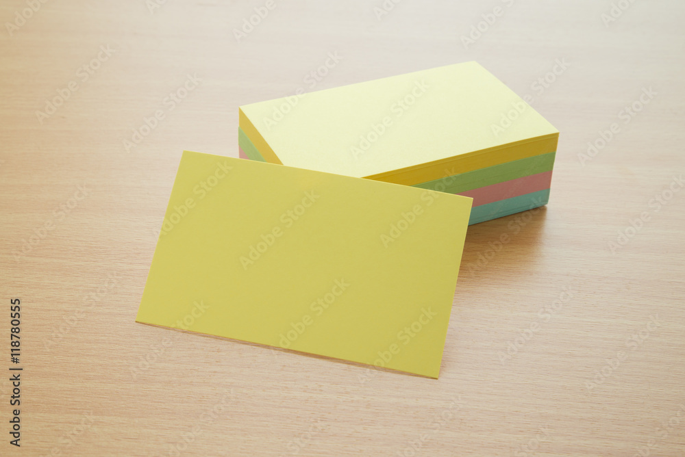 Blank color business cards on a desk Blank color business cards on a desk