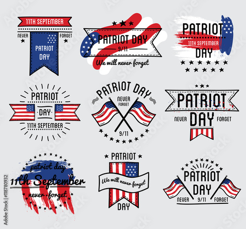 Patriot day vector set. September 11