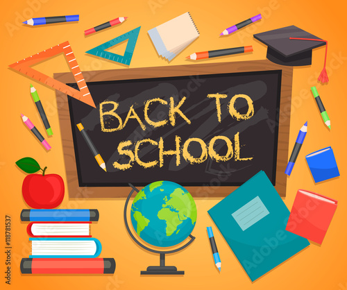 Back to school infographics concept icons flat design vector illustration. Concept icons of education and learning. Knowledge sign.