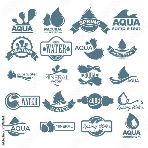 Logo set. Label for mineral water. Aqua icons collection. Vector