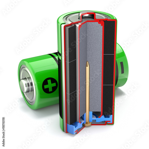 Cross section of alkaline battery photo