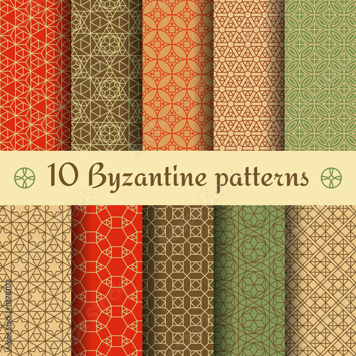 Byzantine seamless patterns set. Vector illustration.