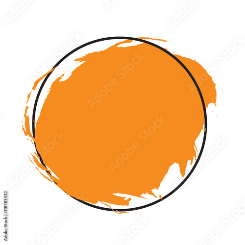 Vector watercolor abstract background. Element vector orange watercolor splash in circle. Handmade grunge label.