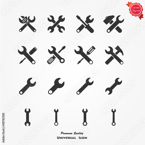 Wrench vector icon set