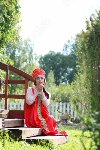 Slav woman in dress traditional © alexkich