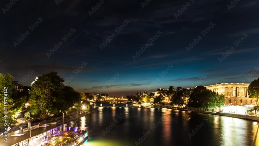 Beautiful lovely sunset over the Seine river in Paris, France Beautiful lovely sunset over the Seine river in Paris, France