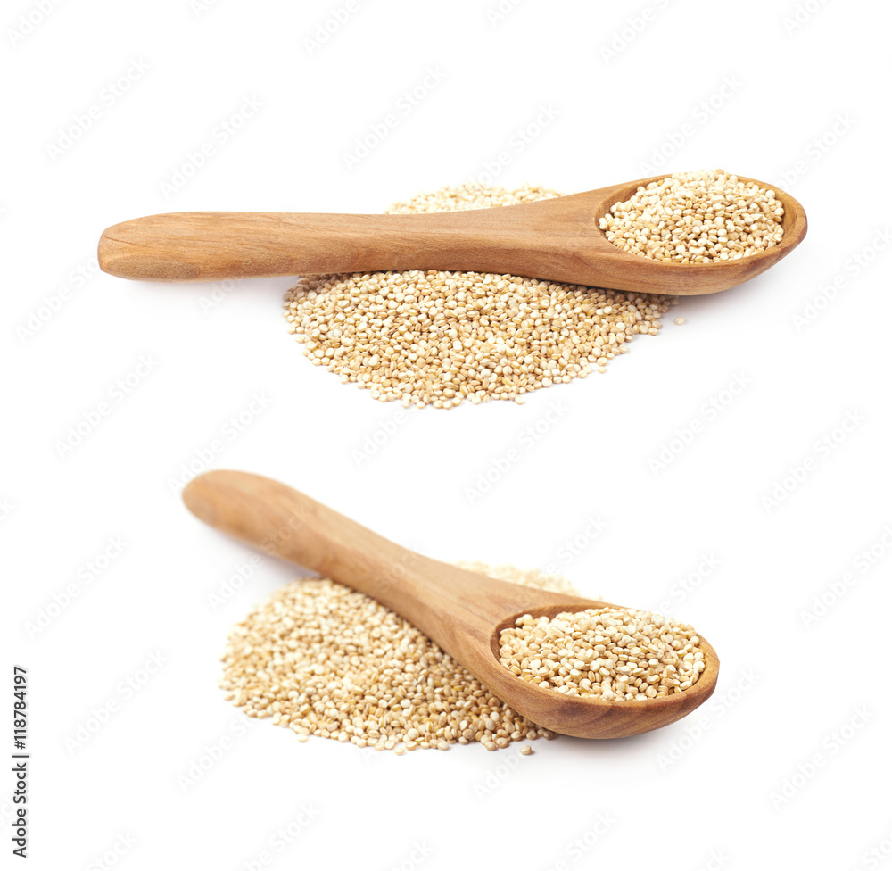 Pile of grain quinoa seeds isolated