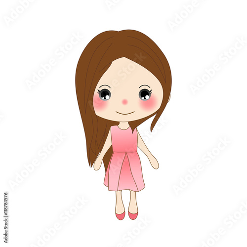 Cute Girl in Rose Pink Dres...