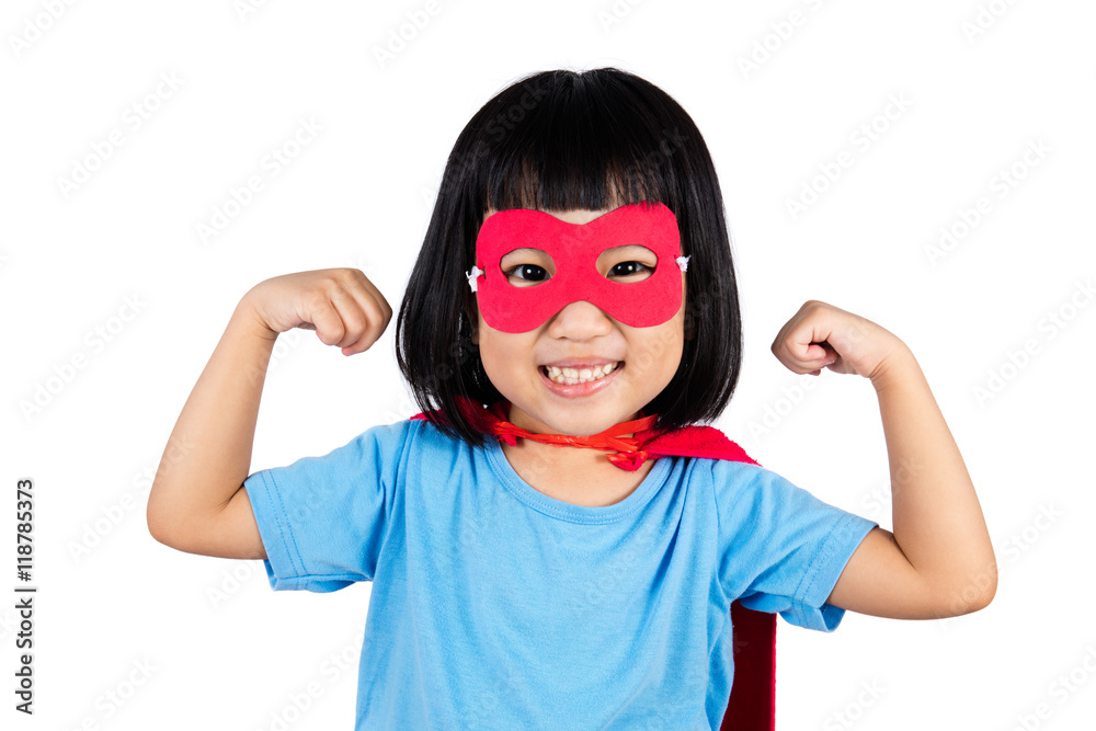 Asian Little Chinese Girl Wearing Super Hero Costume Asian Little Chinese Girl Wearing Super Hero Costume