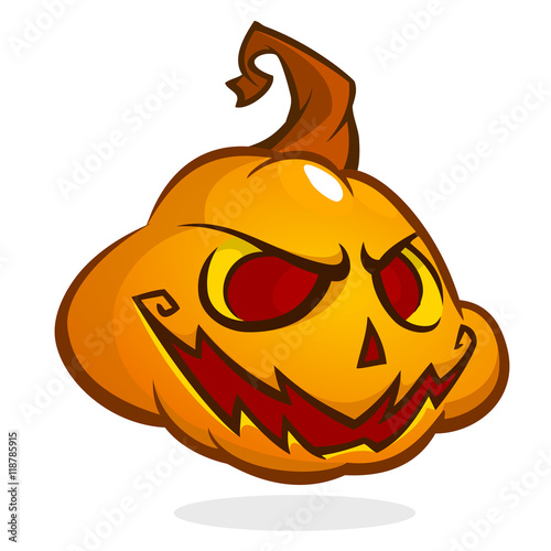 Halloween Pumpkin head isolated on white. Scary Jack. Vector illustration