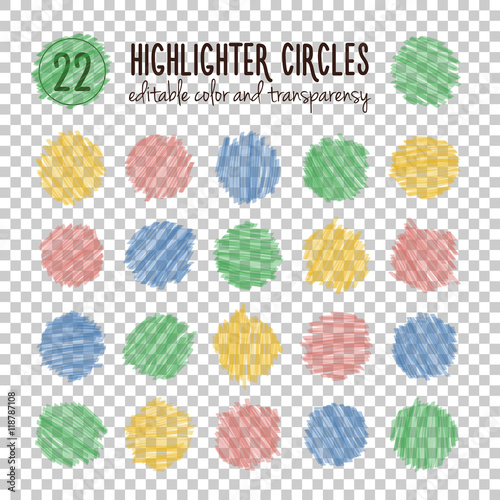 Set of hand drawn highlight spots.