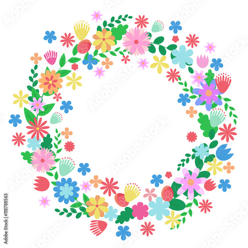 Floral Frame .Set of flowers and floral elements isolated on white background.