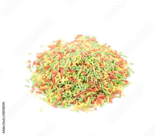 Pile of colorful sprinkles isolated