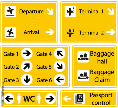 Selection of Airport signs