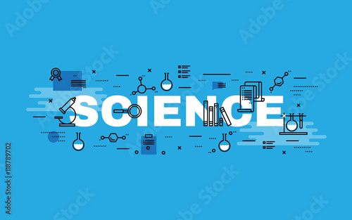 Lettering flat line design concepts of Science.