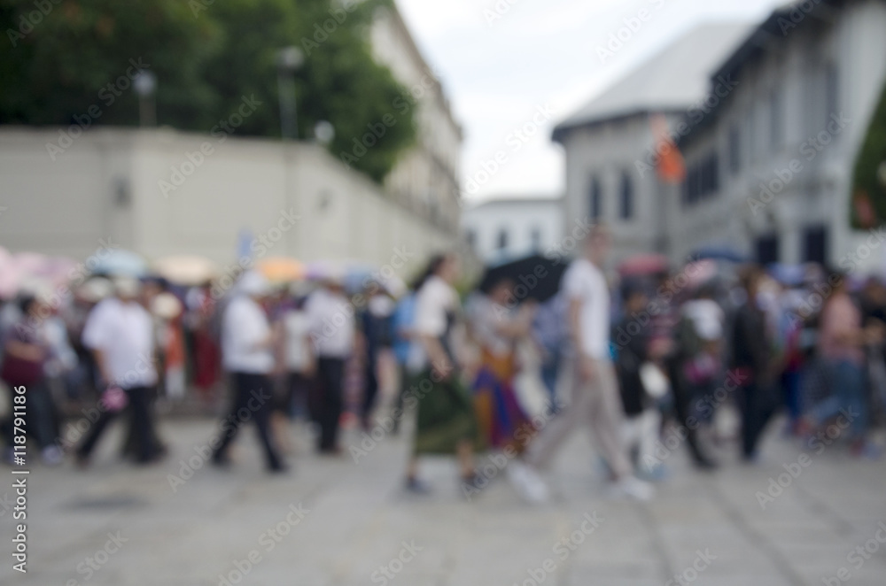 people and group tour walking go to travel in side of Wat Phra K