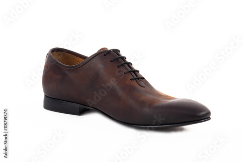 Elegant brown leather shoes isolated