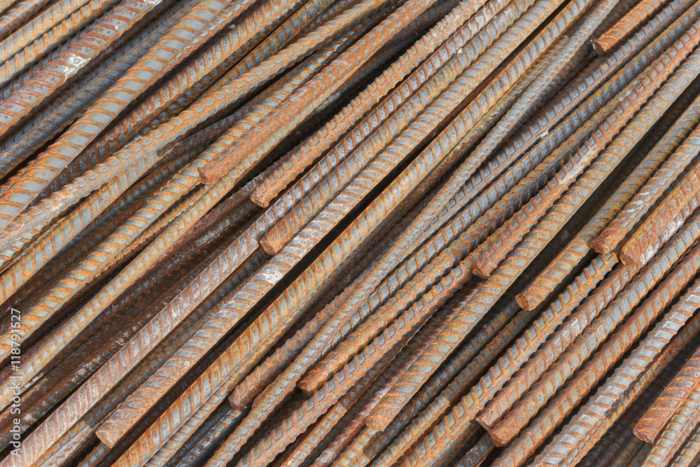 Rusty rebar waiting for construction Rusty rebar waiting for construction