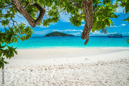 Beautiful tropical island white sand beach summer holiday - Travel summer vacation concept. 
