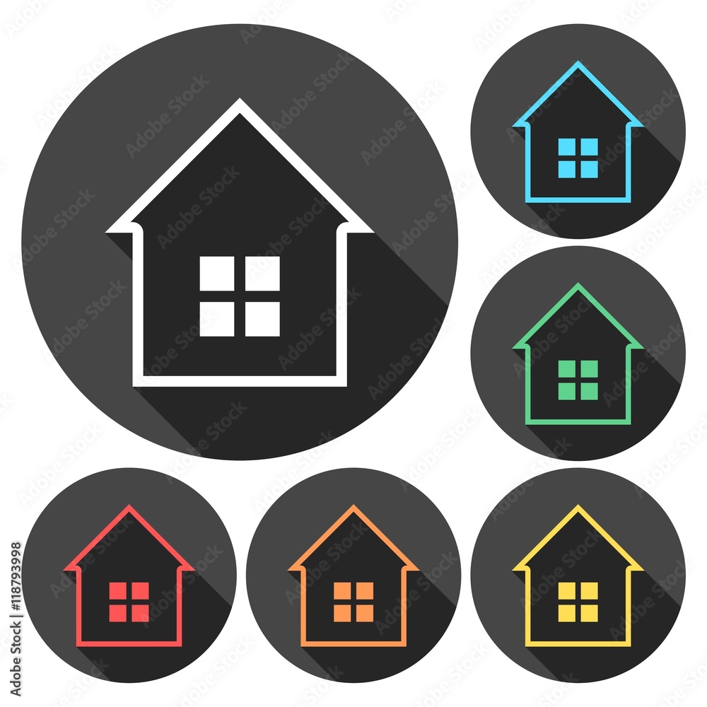 Colorful houses icon set