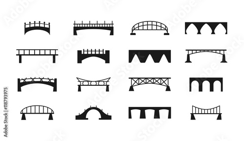 Fototapeta Naklejka Na Ścianę i Meble -  Bridges vector icons set