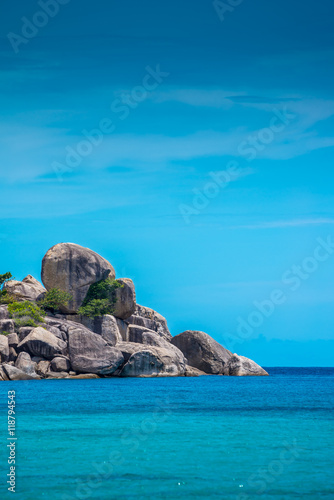 Beautiful tropical Similan island in sunny day blue sky background - Travel summer beach holiday concept. © pla2na