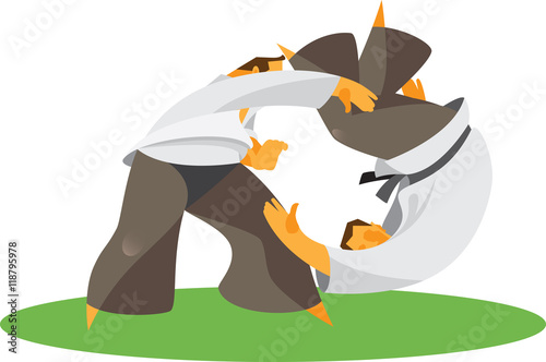 Strong fighter aikido carries out the throw
