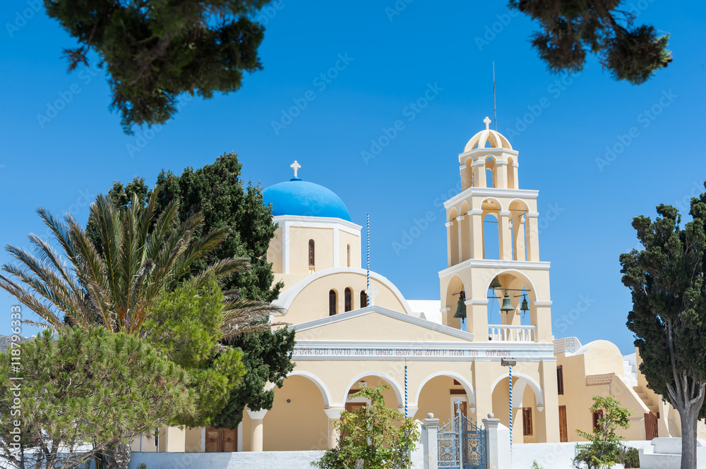 View of an orthodox church in Oia - Santorini