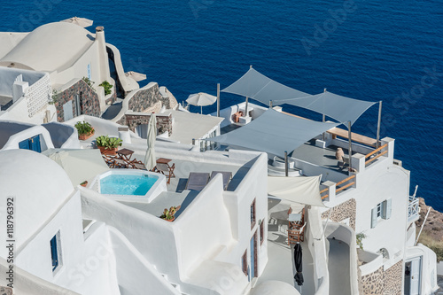 Terraces over the sea of Santorini