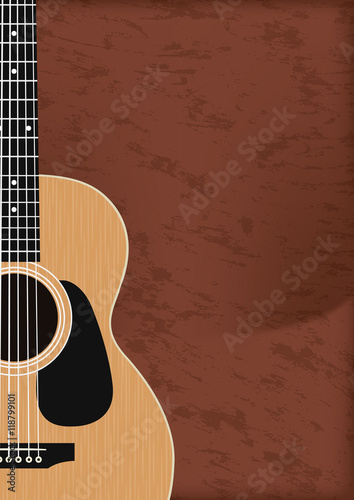 Guitar, Musical instrument design realistic style and A4 backgro